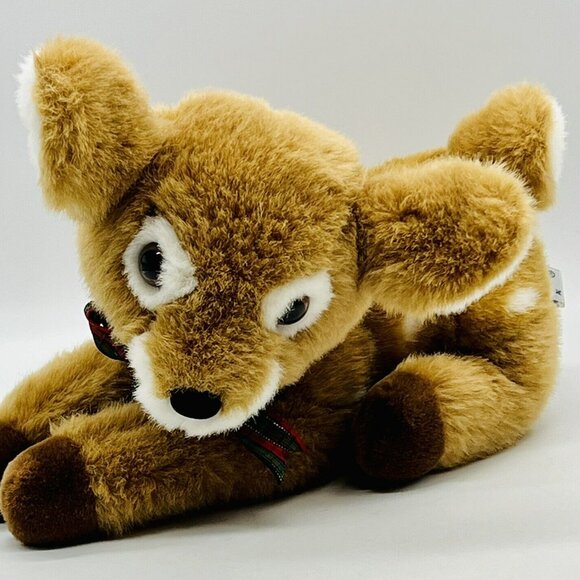 A&A Plush | Toys | Whitetail Deer Plush Laying Down Green Red Ribbon ...